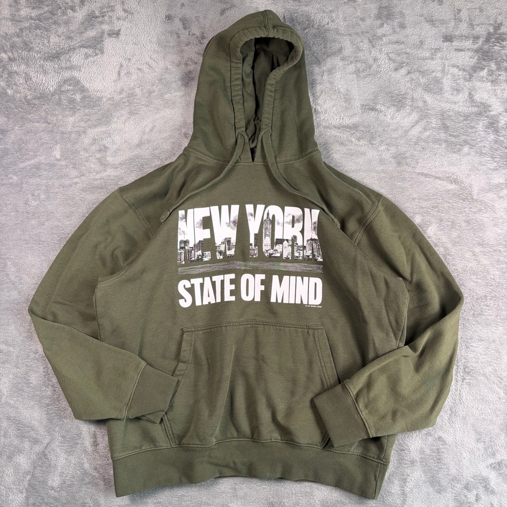 U.S. Moda New York State of Mind Hoodie Sweatshirt Men's XL Green Graphic Pocket